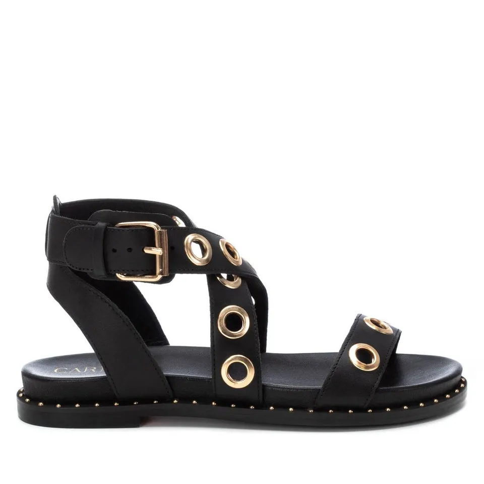 Carmela 16238901 sandales cuir noir boucle plates