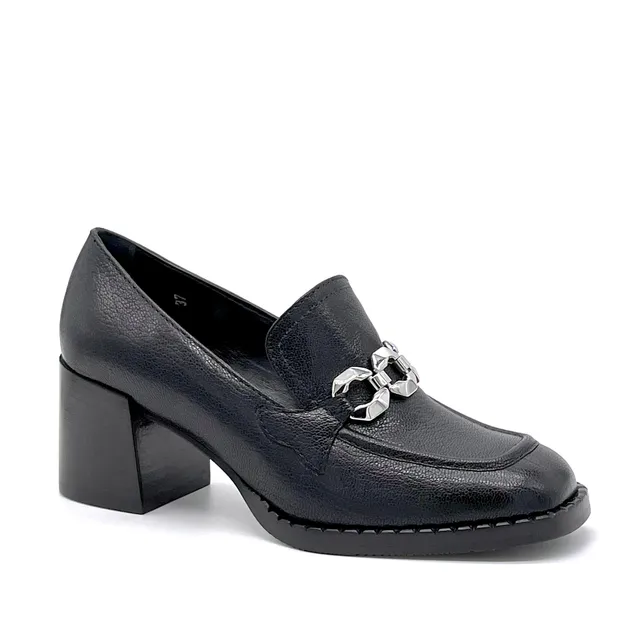 Elata 51502 mocassins cuir noir mors talon 6 cm pointure 37
