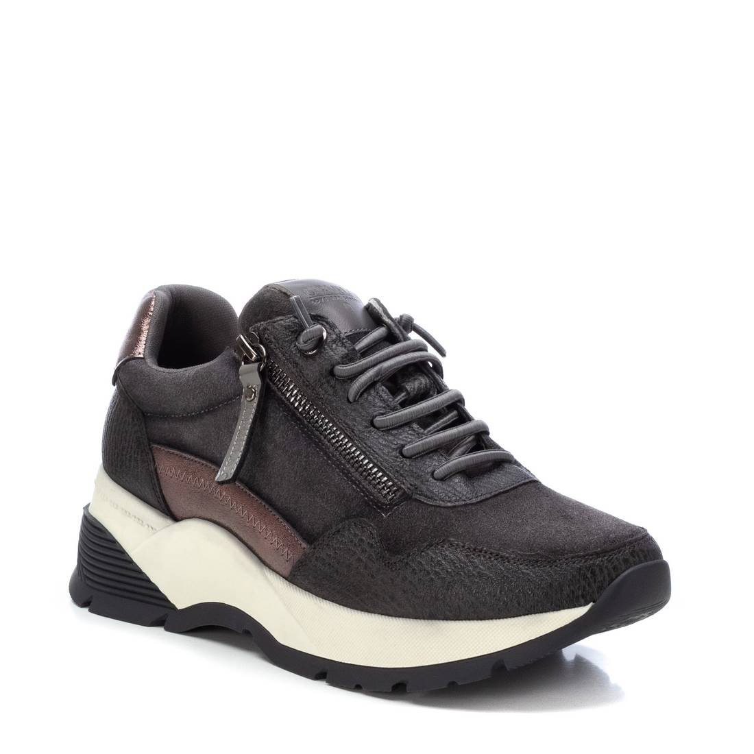 Carmela 16105903 basket cuir gris à zip
