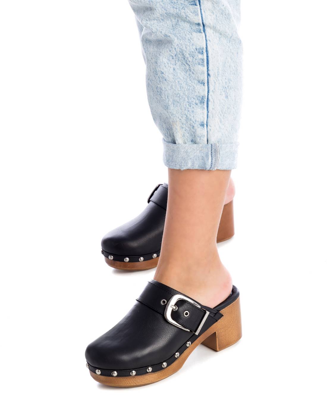 Carmela 16074401 sabot cuir noir talon 7 cm