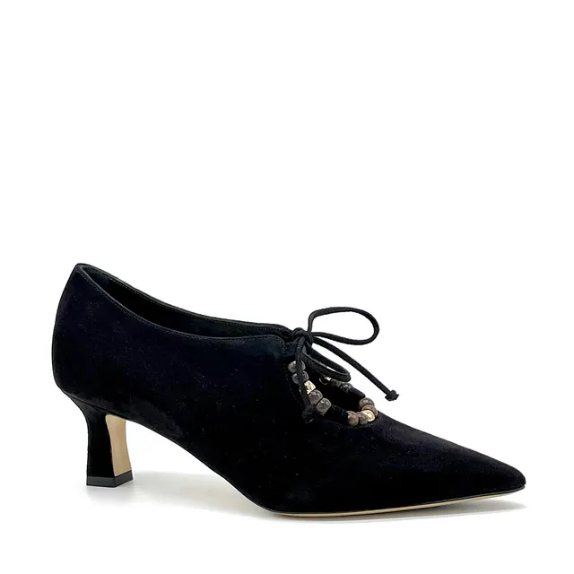 ELATA 56509 derbies daim noir perles talon 5,5 cm
