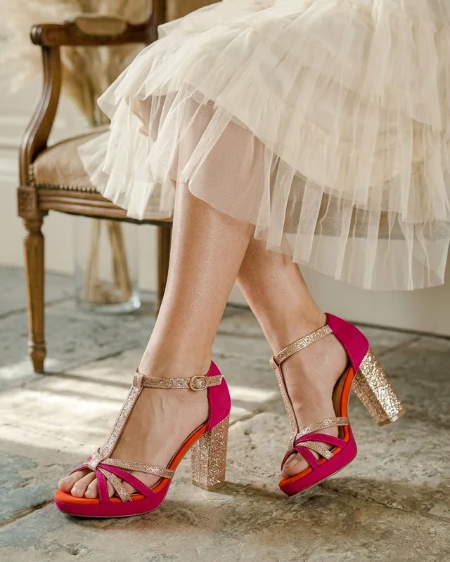 Dessine Moi Un Soulier Chloé rose orange sandales cuir