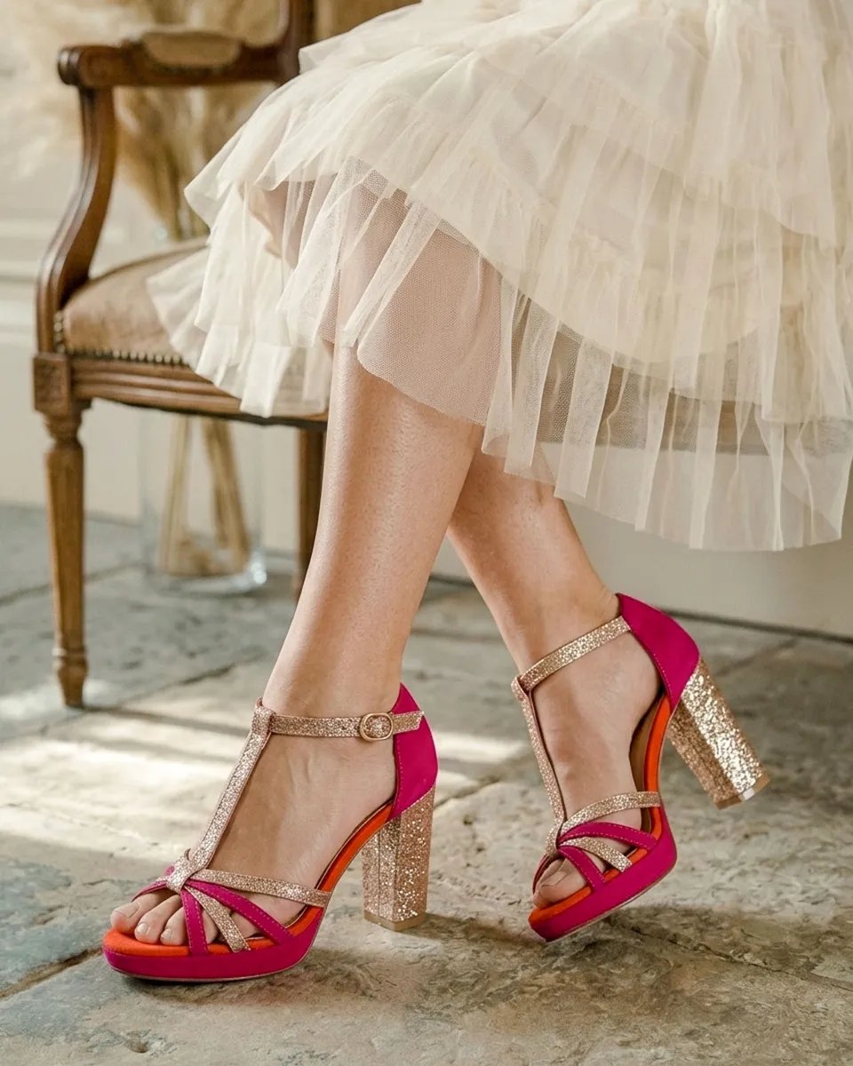 Dessine Moi Un Soulier Chloé rose orange sandales cuir