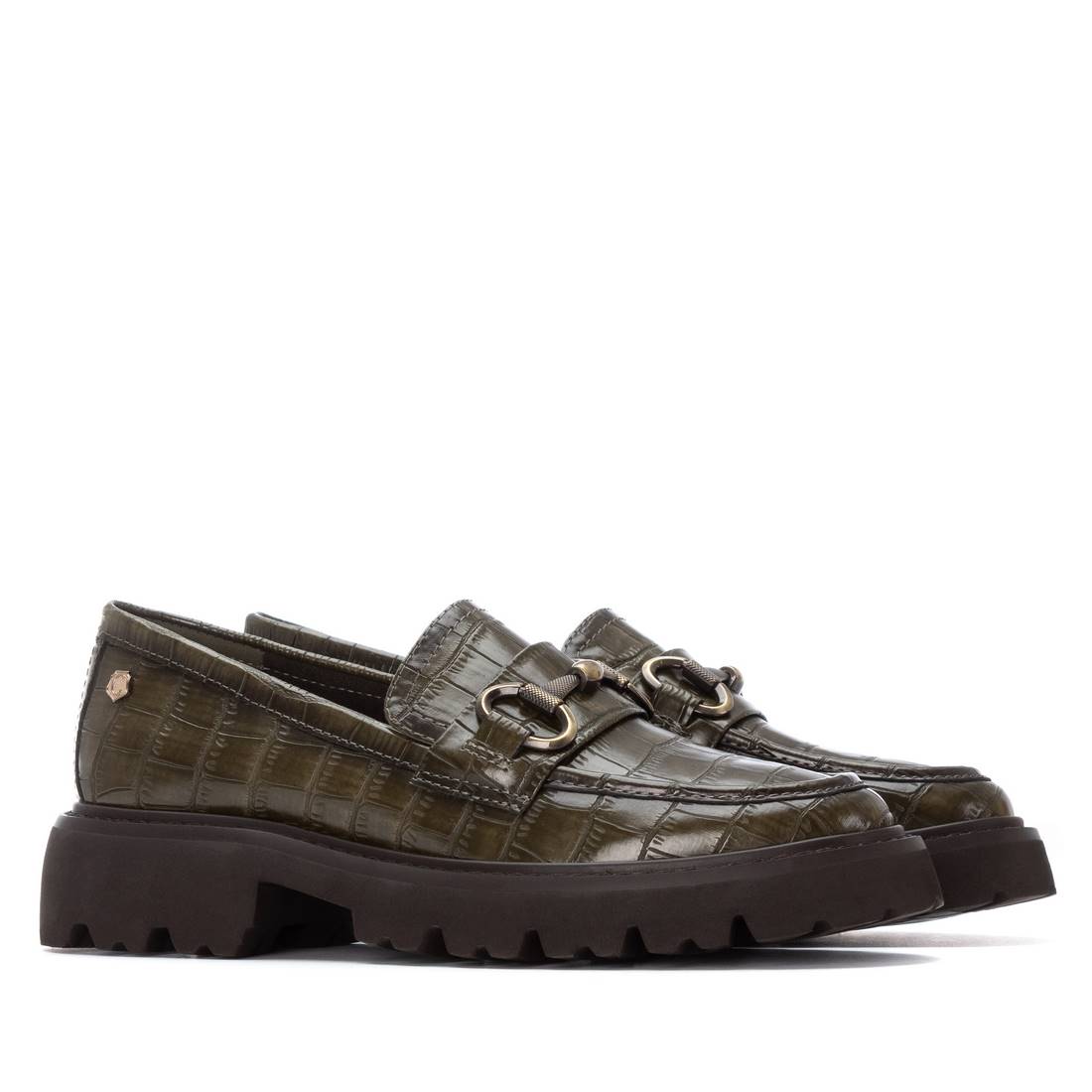 Carmela 16254704 mocassin femme vert kaki chaîne