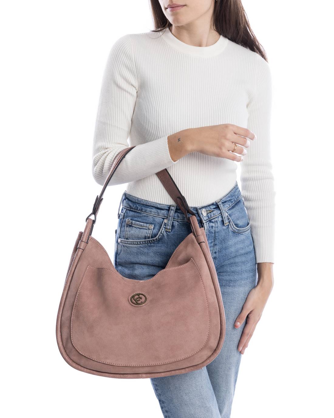 Carmela 18612003 sac femme marron cuir suédé