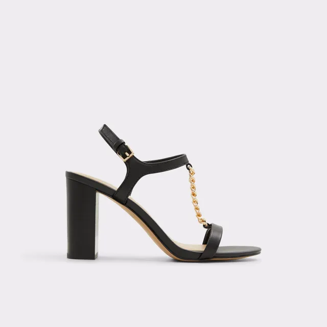 ALDO Clelia sandales noires talon carré à chaîne