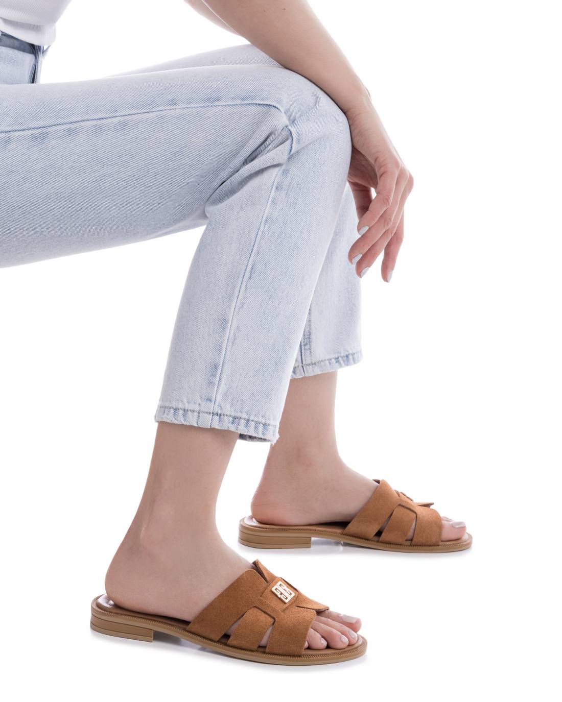 Carmela 16306105 sandale cuir camel plate