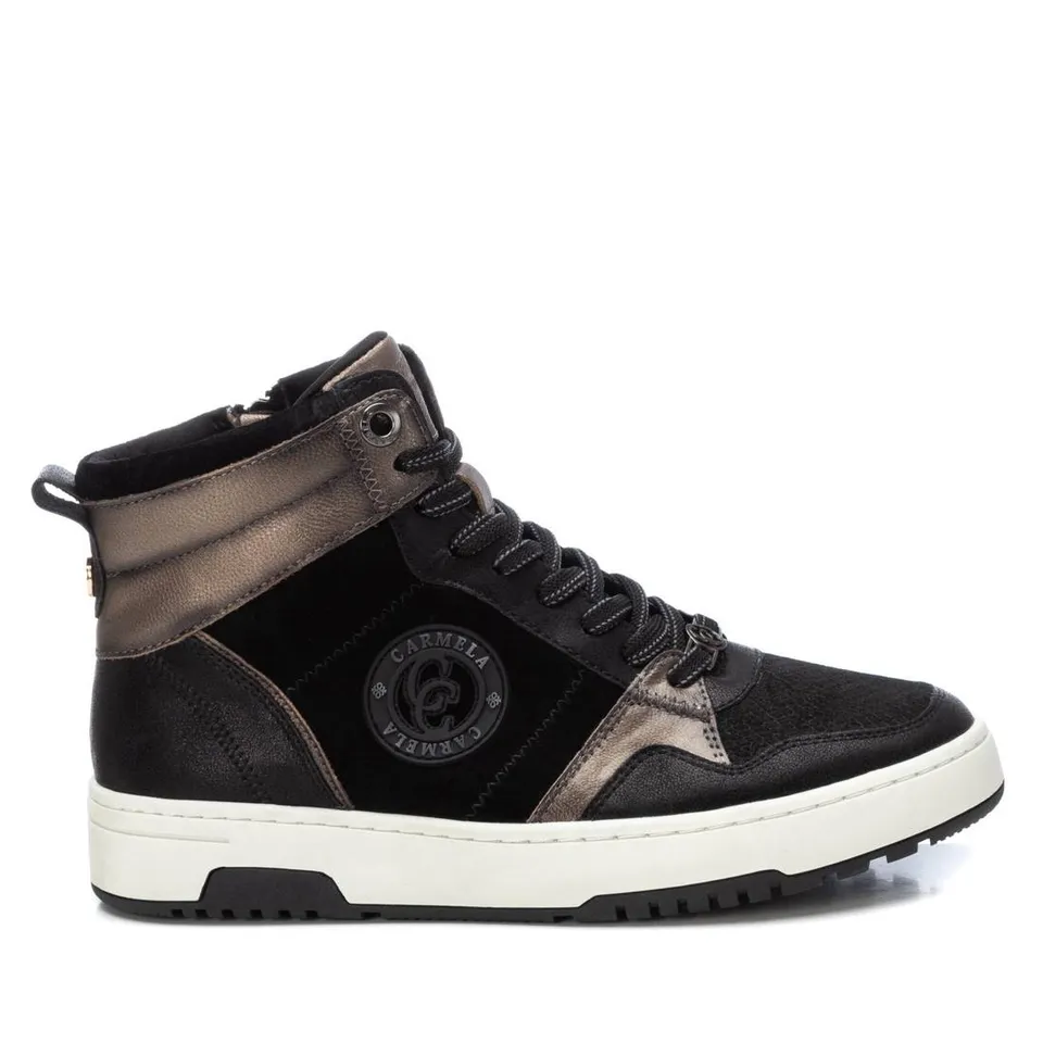 Carmela 16180902 bottines plates noir cuir semelle gomme
