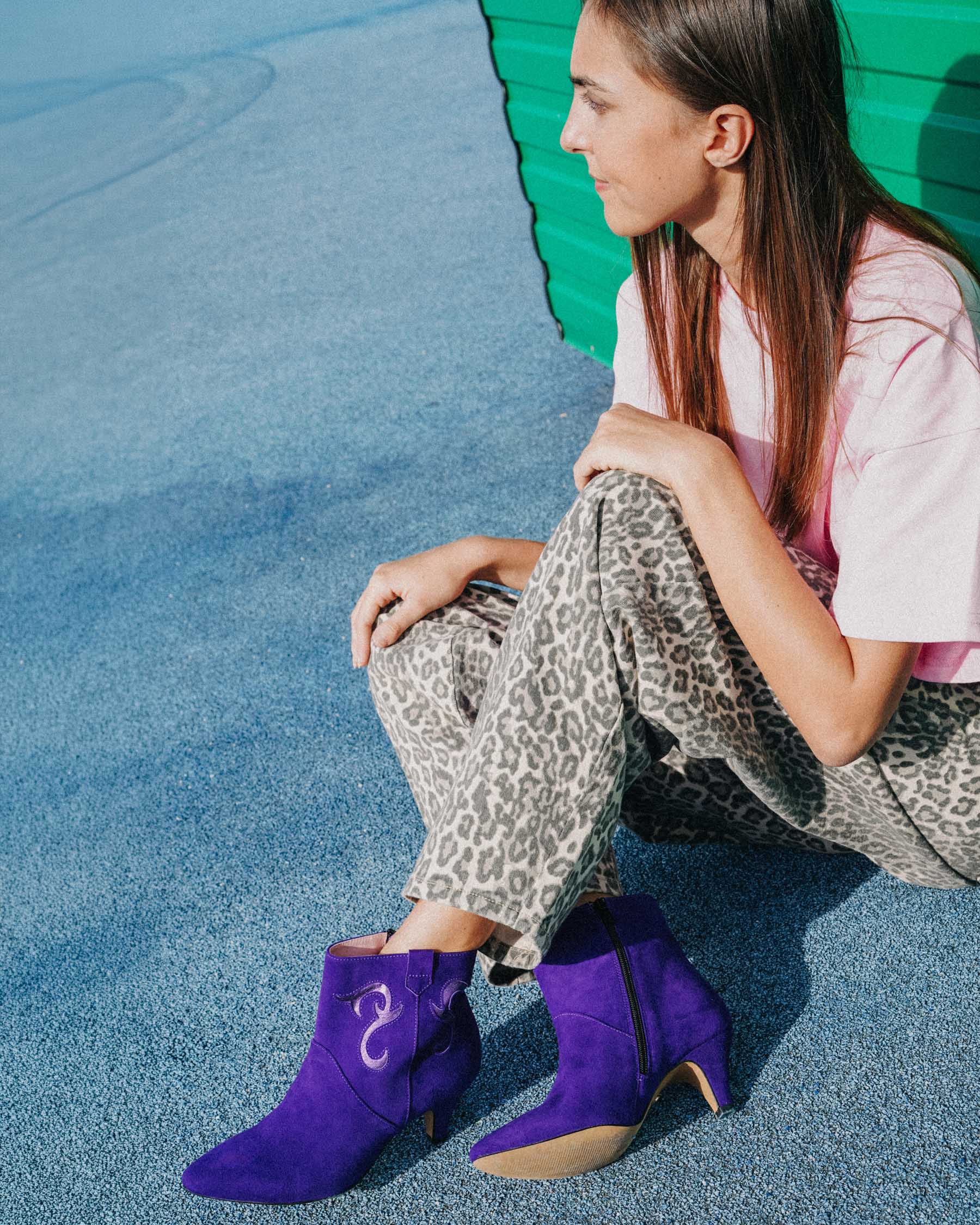 Coralie Masson Darla bottines cuir violet 5 cm