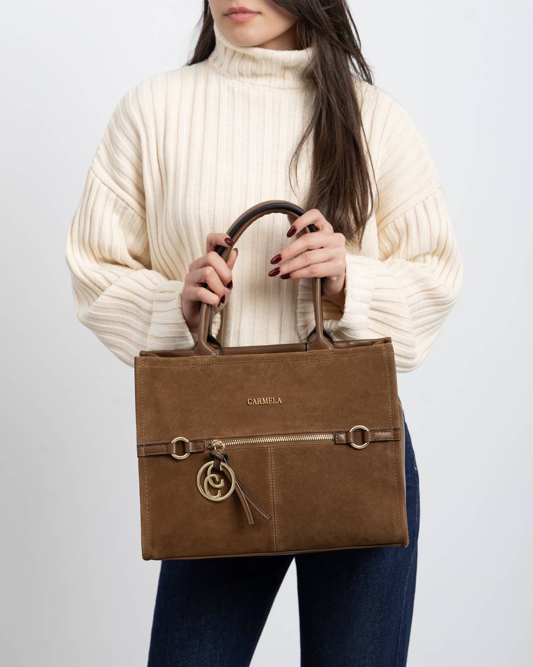 Carmela 18617302 sac cuir camel 27x35x15 cm