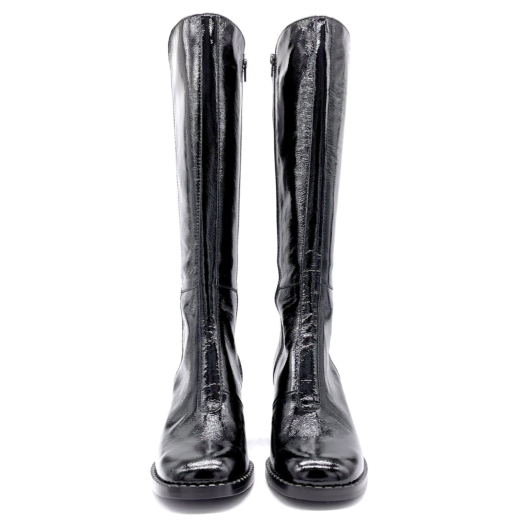 ELATA 51505 bottes vernis noir froissé talon 6 cm