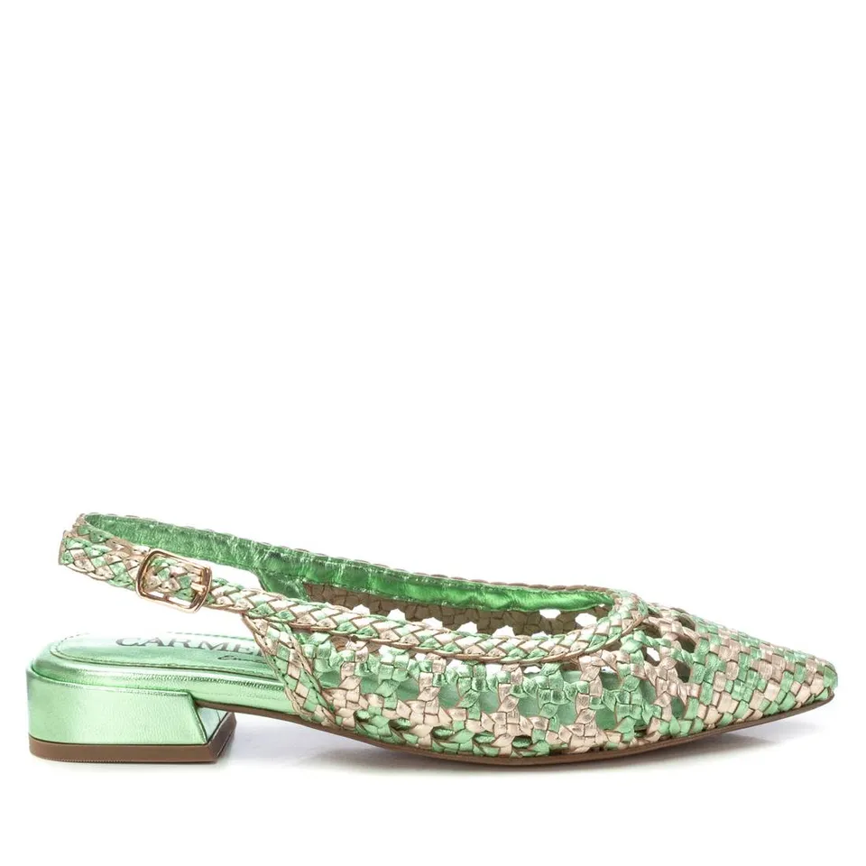 Carmela 16218304 ballerines vert cuir tressé
