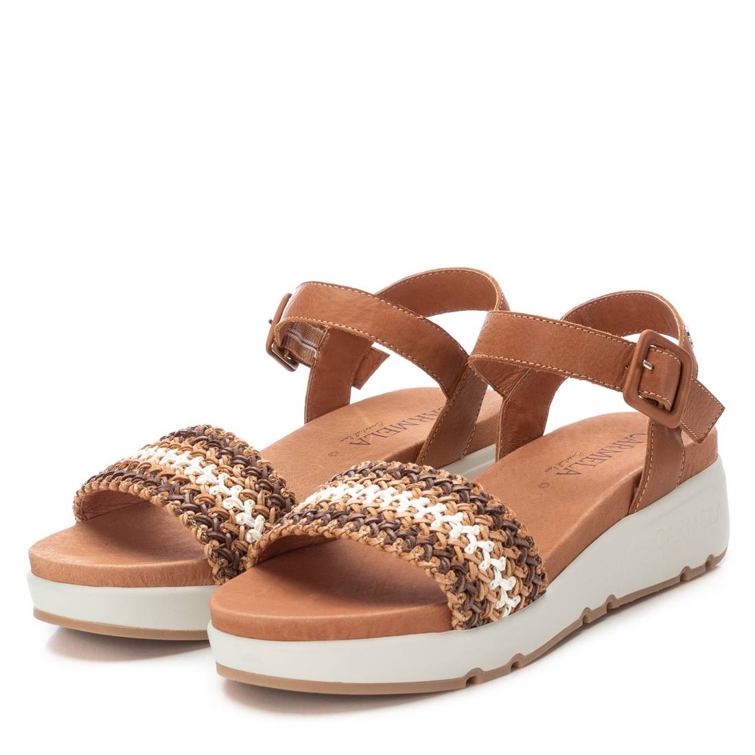 Carmela 16059001 sandales femme marron cuir plat