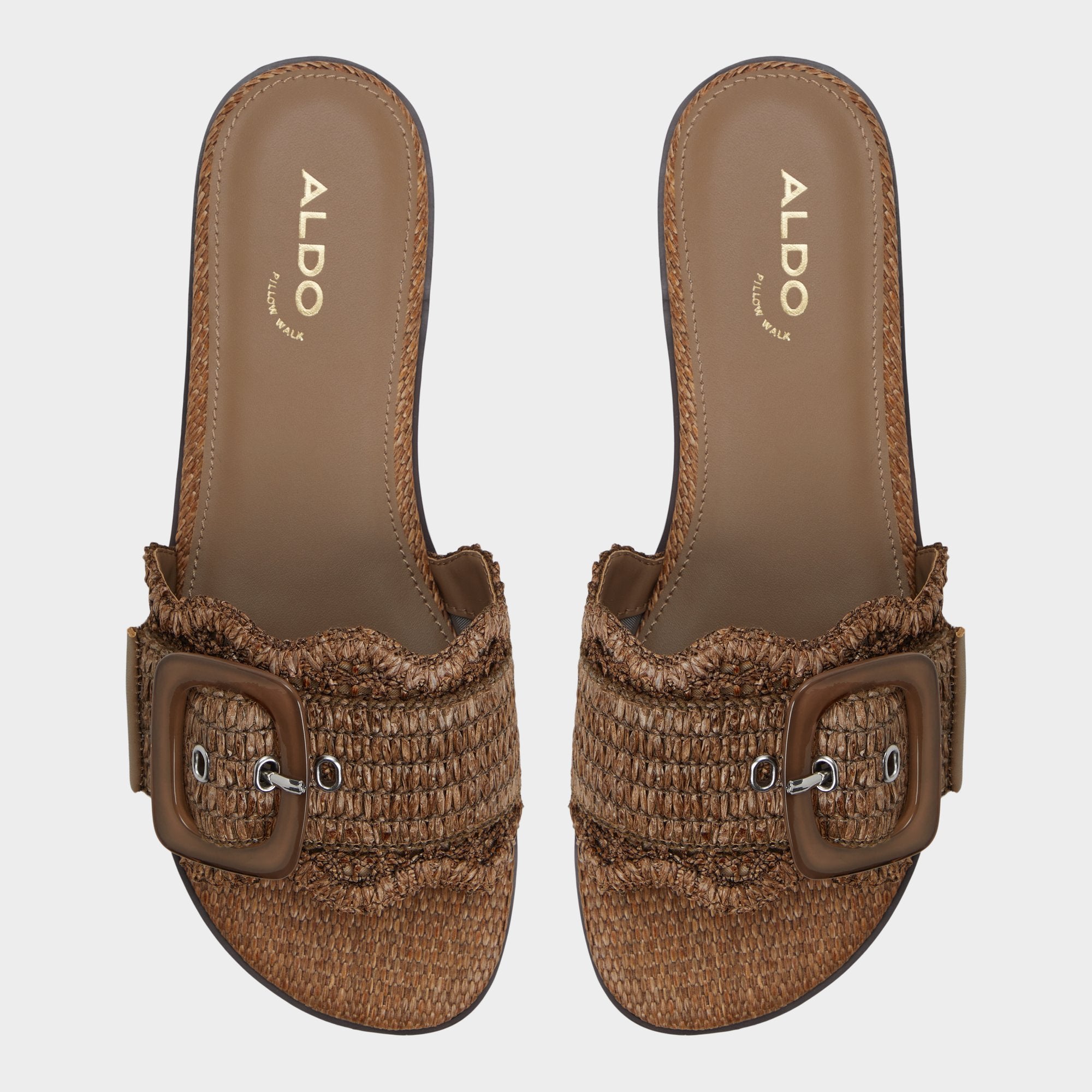 ALDO Wavysally sandales plates raphia marron