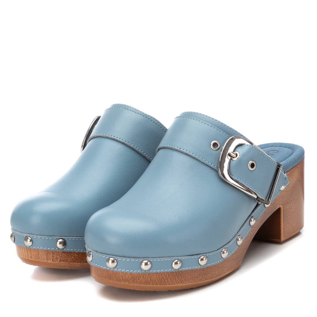 Carmela 16074405 sabots bleu cuir talon 7 cm