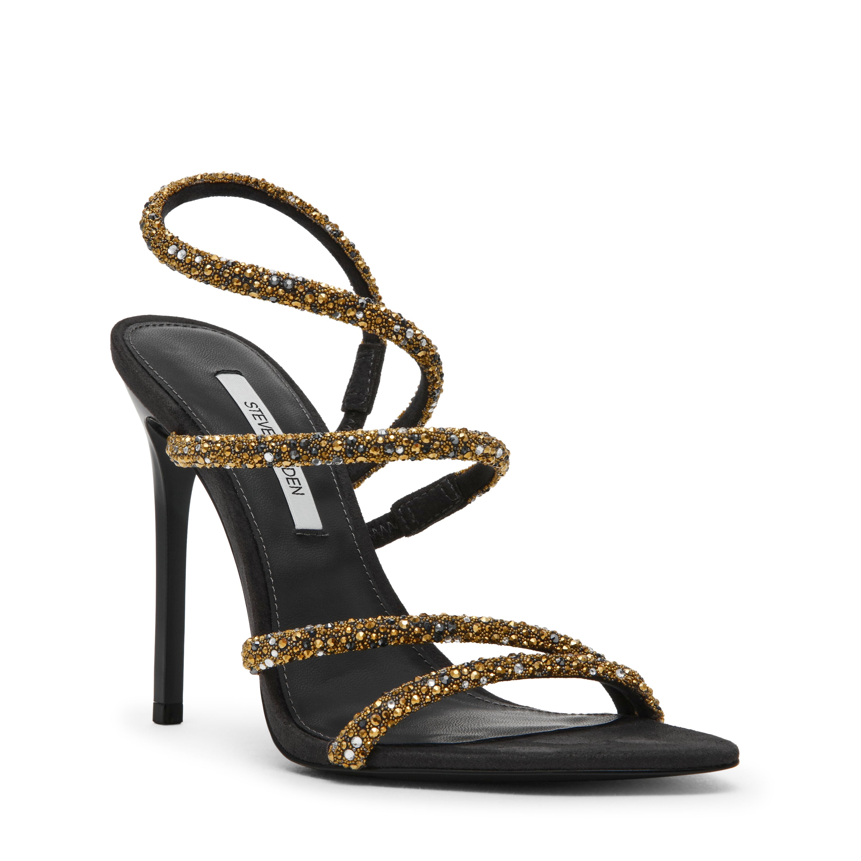 Steve Madden Sylo-R sandale talon noir doré 11 cm