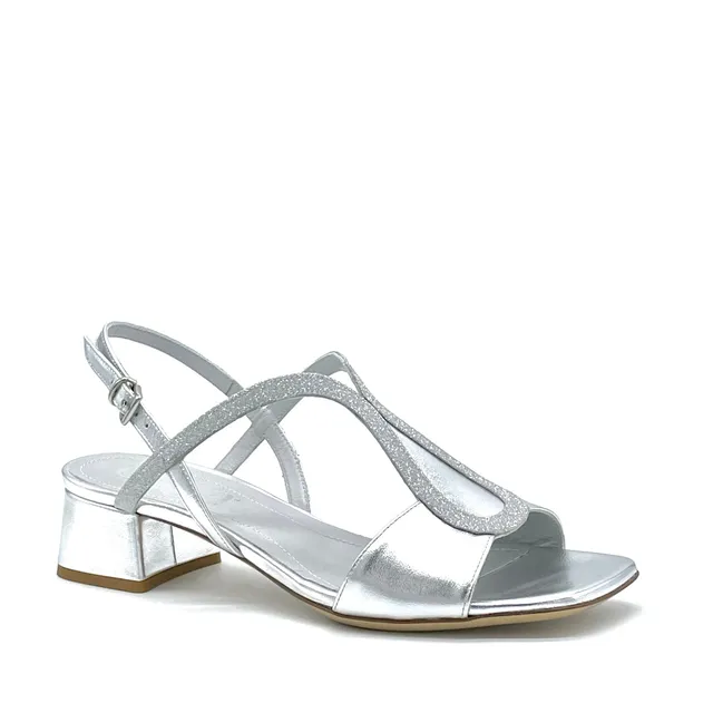 Elata 14129 sandales argent glitter talon 3,5 cm