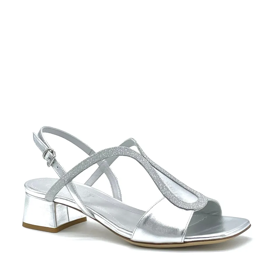 Elata 14129 sandales argent glitter talon 3,5 cm