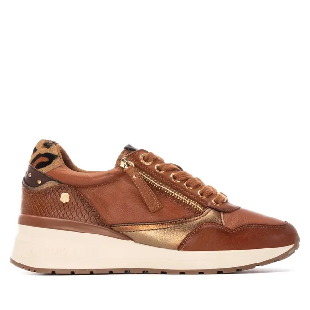 Carmela 16244202 basket camel cuir zip et lacets