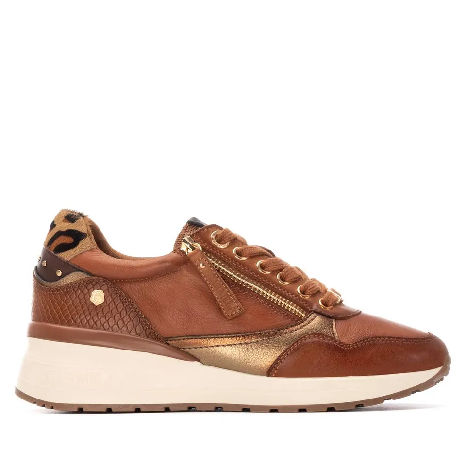 Carmela 16244202 basket camel cuir zip et lacets