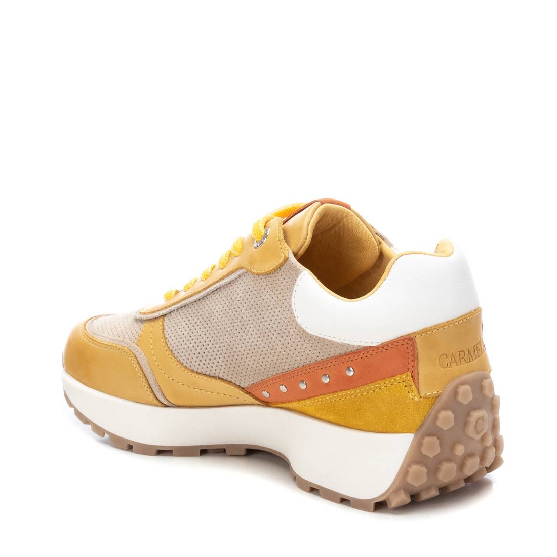 Carmela 16069903 baskets cuir jaune cloutées