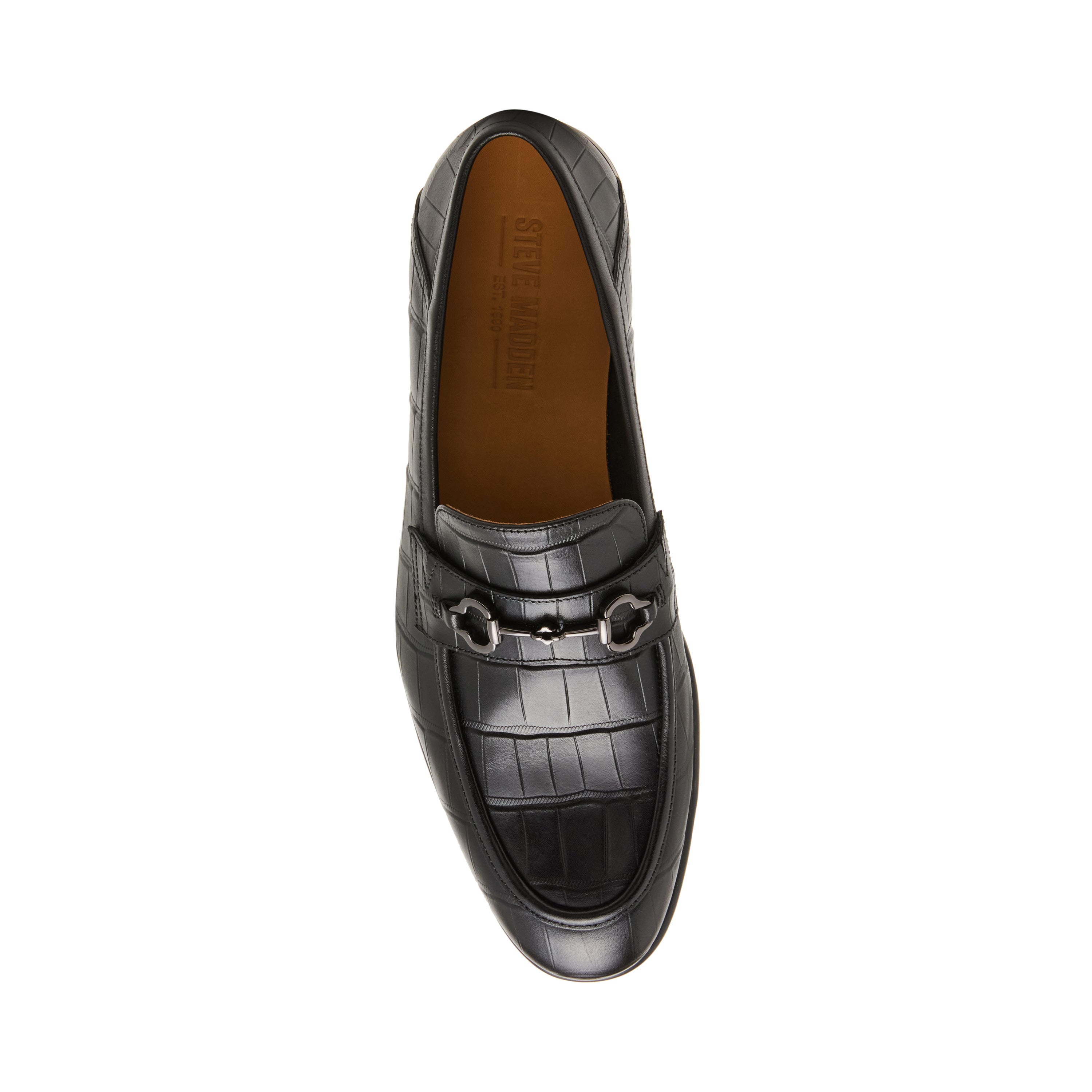 Steve Madden Sutton mocassin homme cuir noir croco