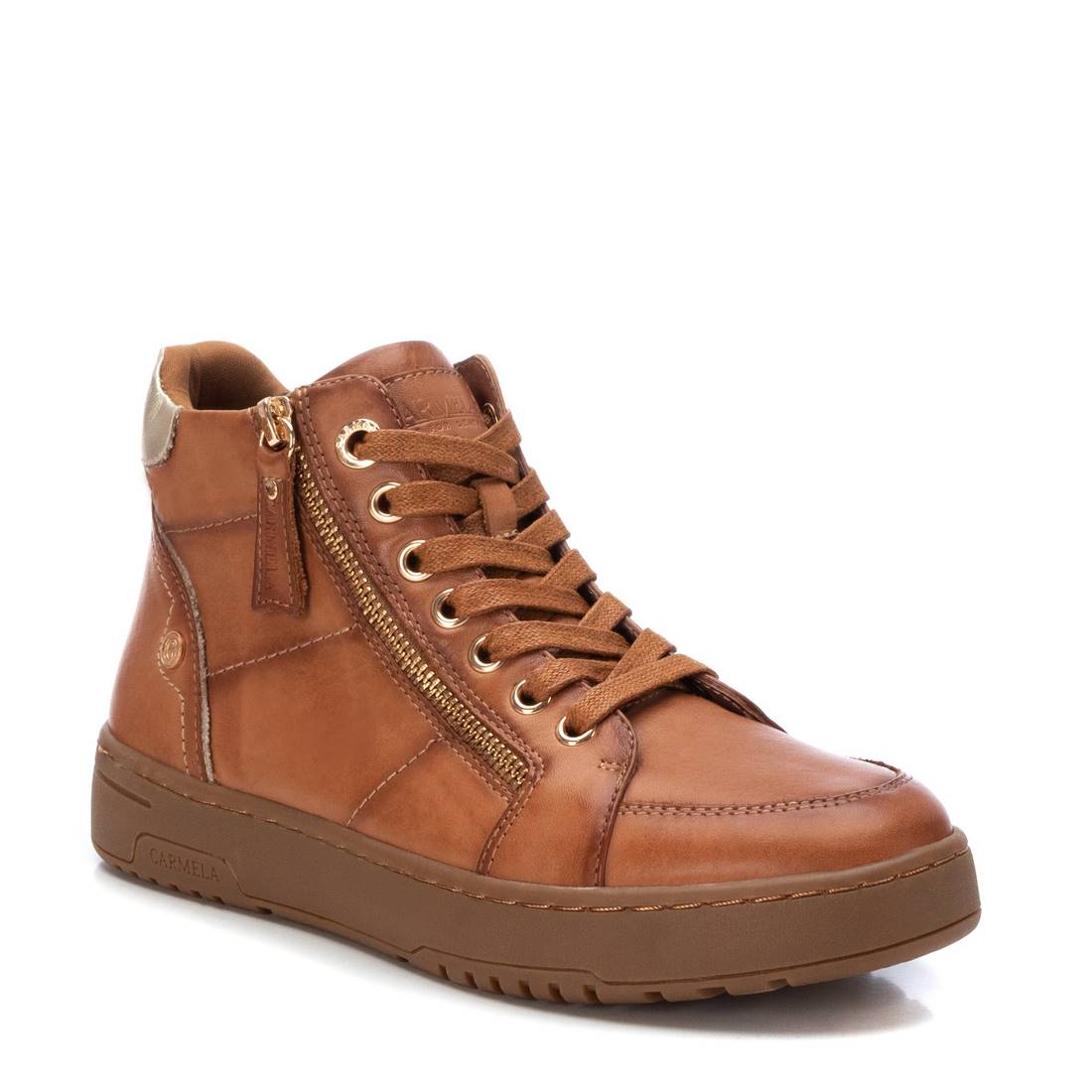Carmela 16107601 baskets montantes femme marron cuir zip