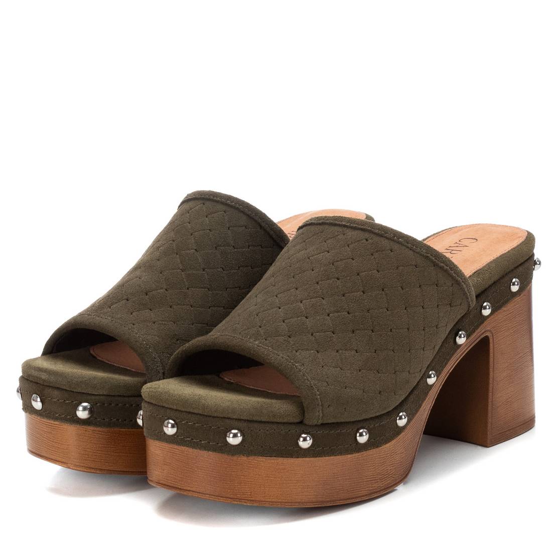Carmela 16060504 sabot femme vert talon bois cuir