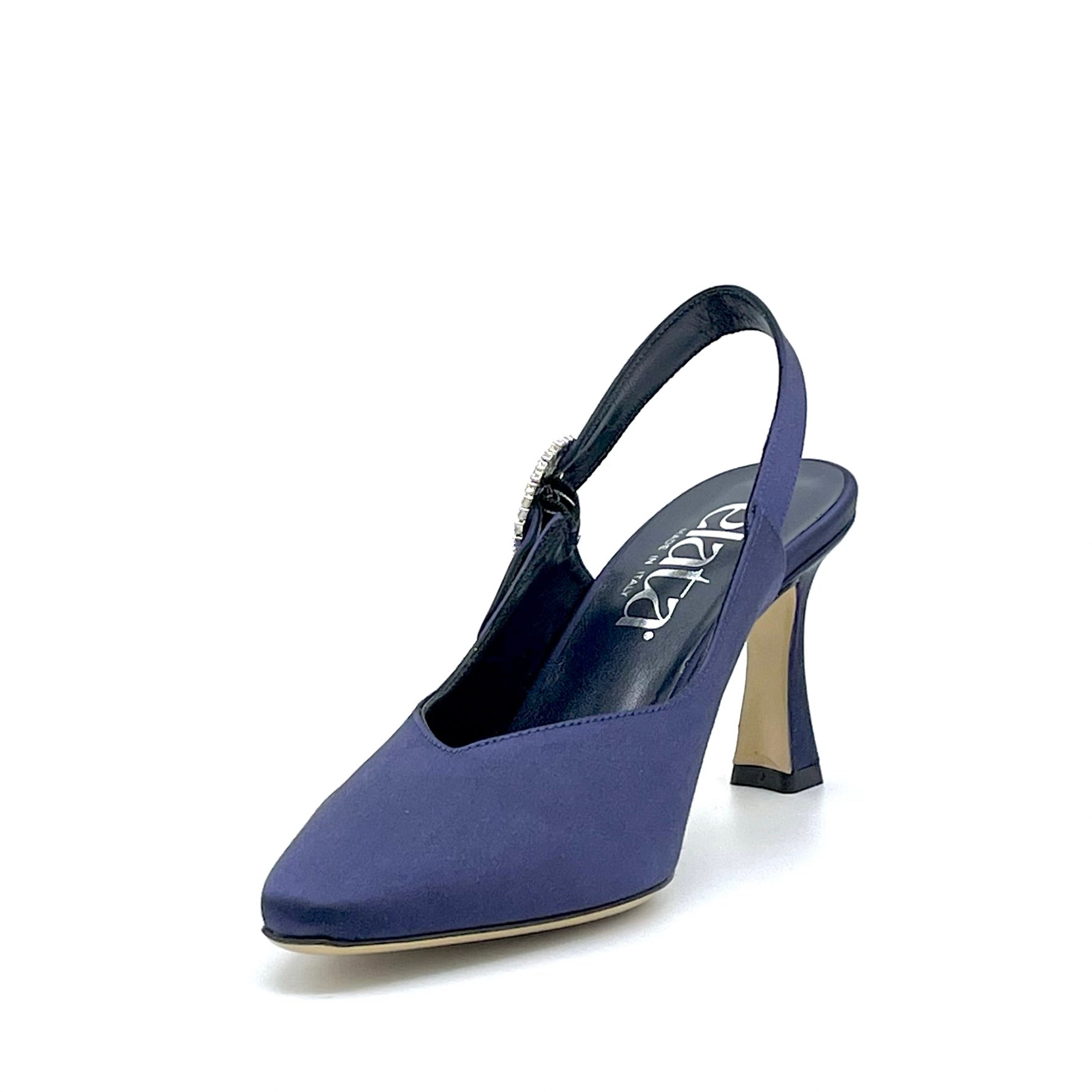Elata 14156 slingback satin bleu talon 7,5 cm