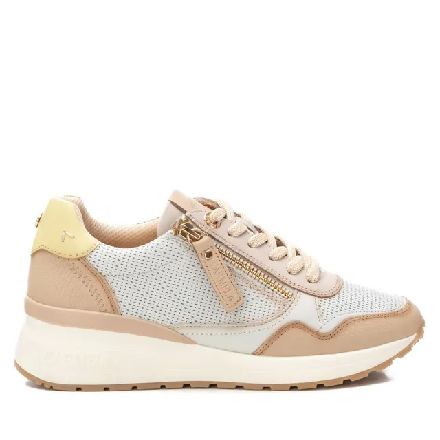 Carmela 16226804 sneaker cuir beige compensée 5 cm