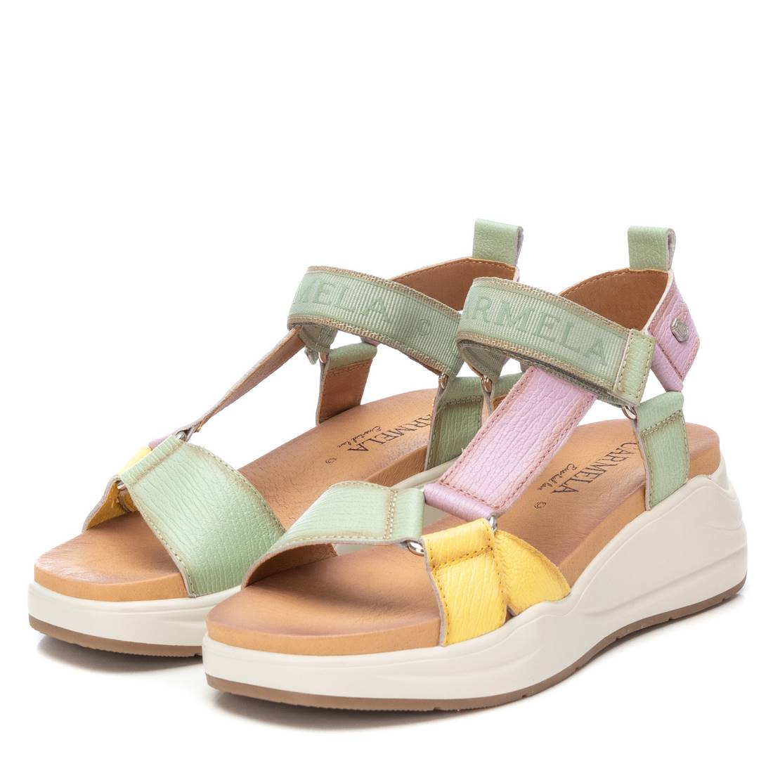 Carmela 16155104 sandale verte cuir scratch plat