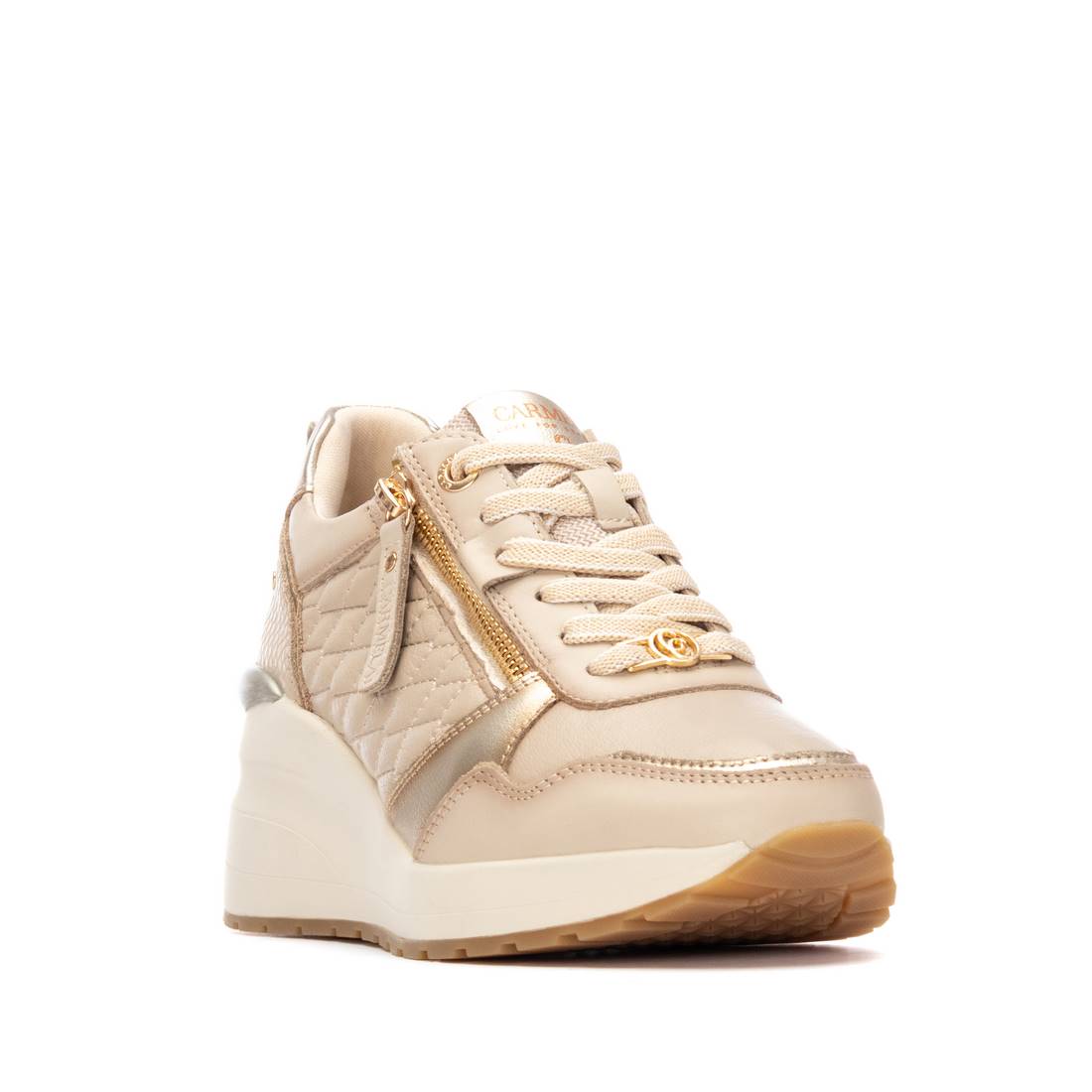 Carmela 16244603 baskets compensées femme beige cuir