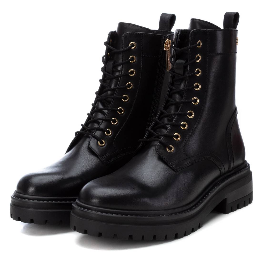 Carmela 16178001 bottines cuir noir lacets zip