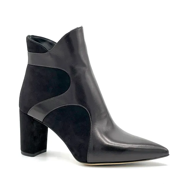ELATA 55534 bottines cuir daim noir talon 7,5 cm
