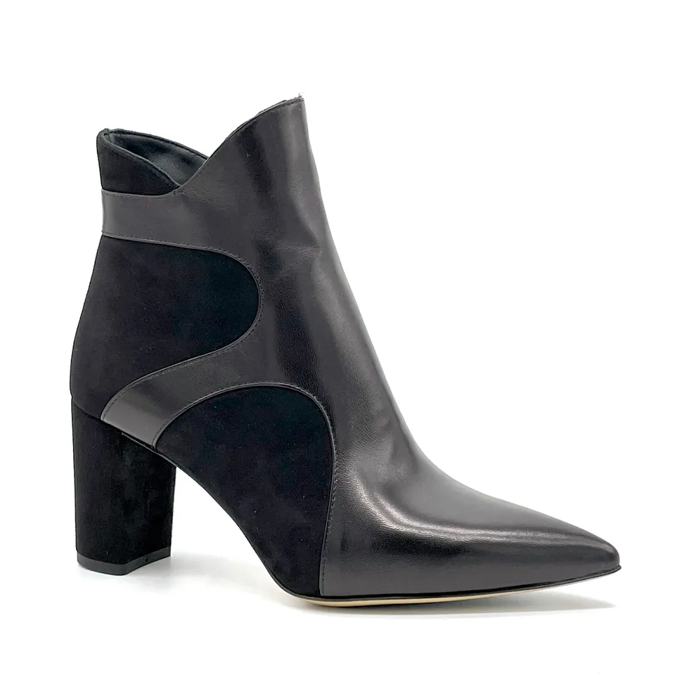 ELATA 55534 bottines cuir daim noir talon 7,5 cm