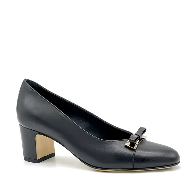 Elata 56522 escarpins cuir noir nœud talon 5,5 cm