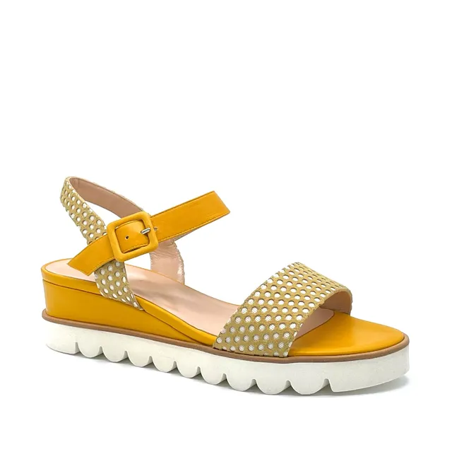 ELATA 19181-1 sandales cuir jaune compensées 5 cm