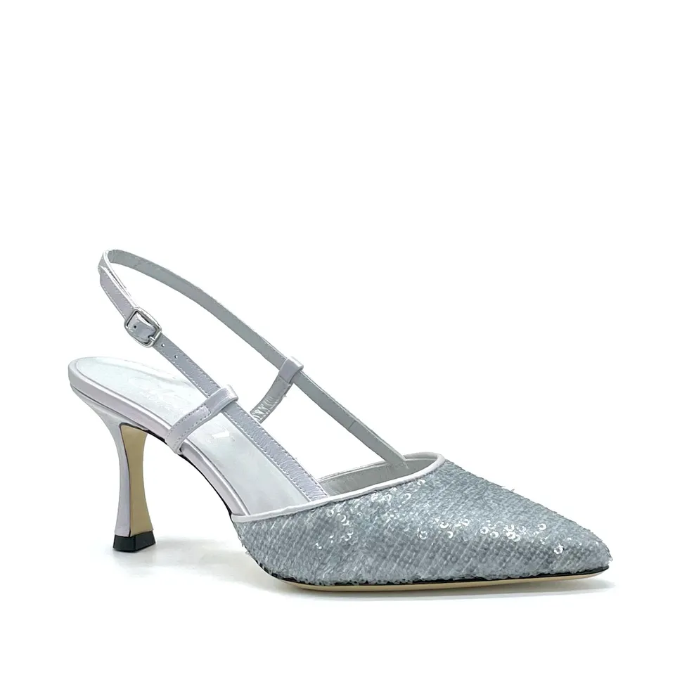 ELATA 14142 slingbacks argent paillettes talon 7,5 cm