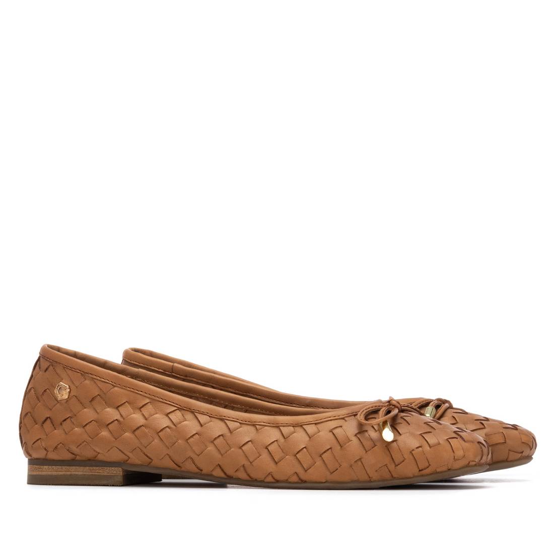 Carmela 16300102 ballerine femme camel cuir tressé plat
