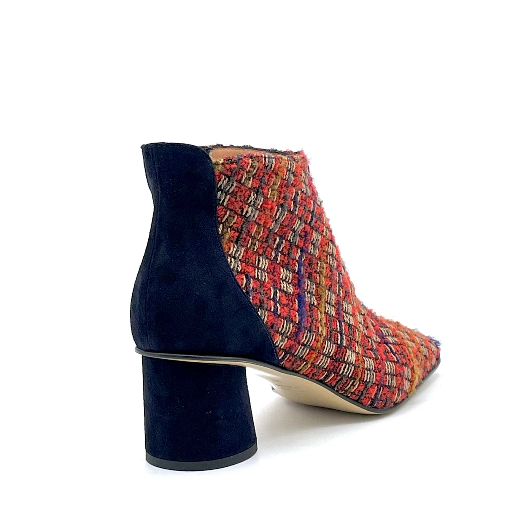 ELATA 54545 bottines bouclé rouge daim bleu talon 5,5 cm