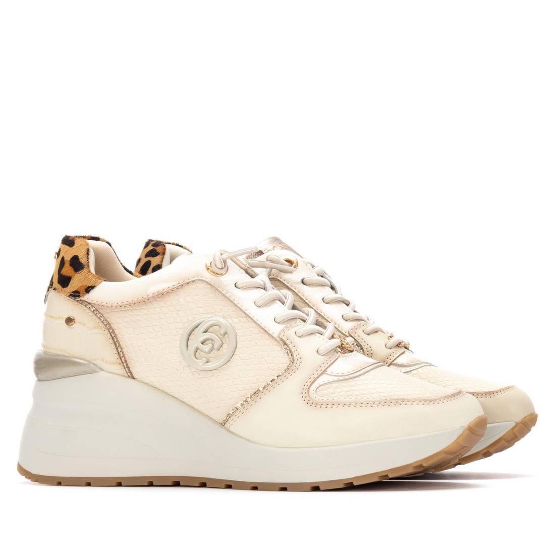 Carmela 16244402 baskets cuir blanc compensées