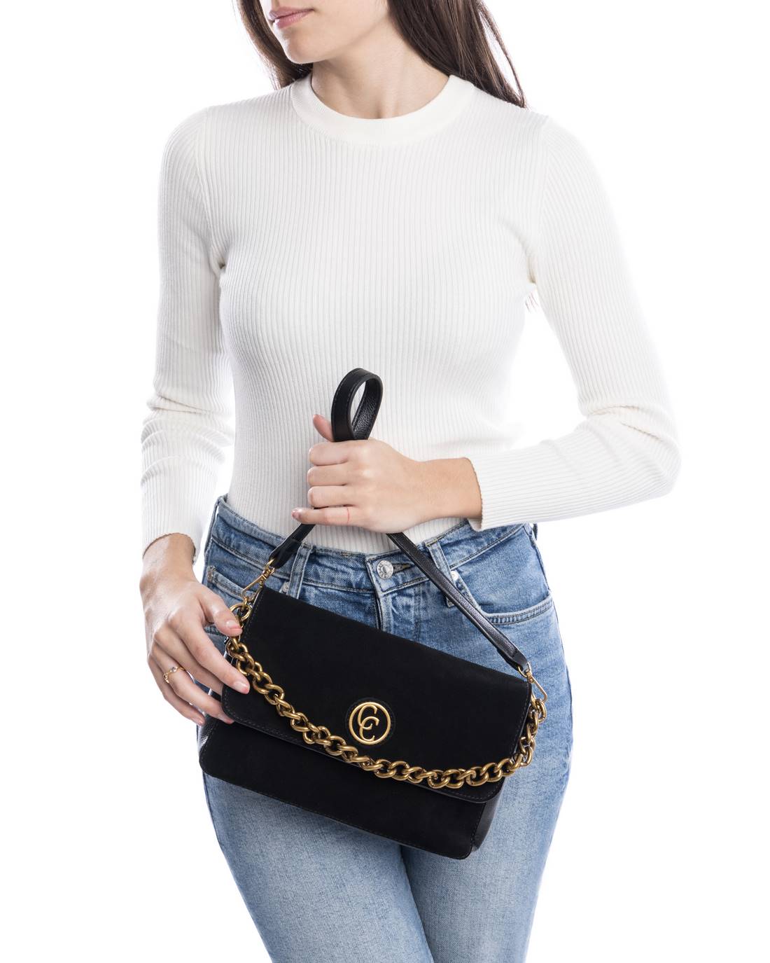 Carmela 18612304 sac bandoulière noir cuir véritable