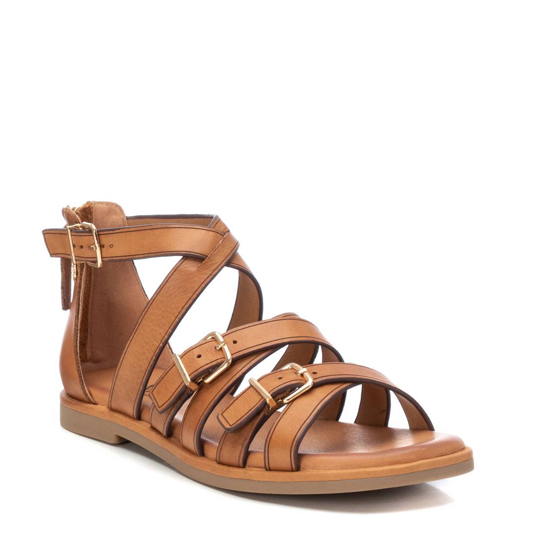 Carmela 16148702 sandales romaines marron cuir plat