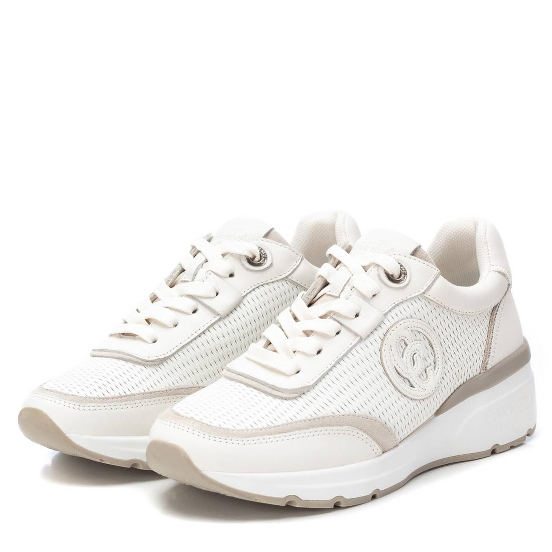 Carmela 16142003 basket cuir blanc métallisé