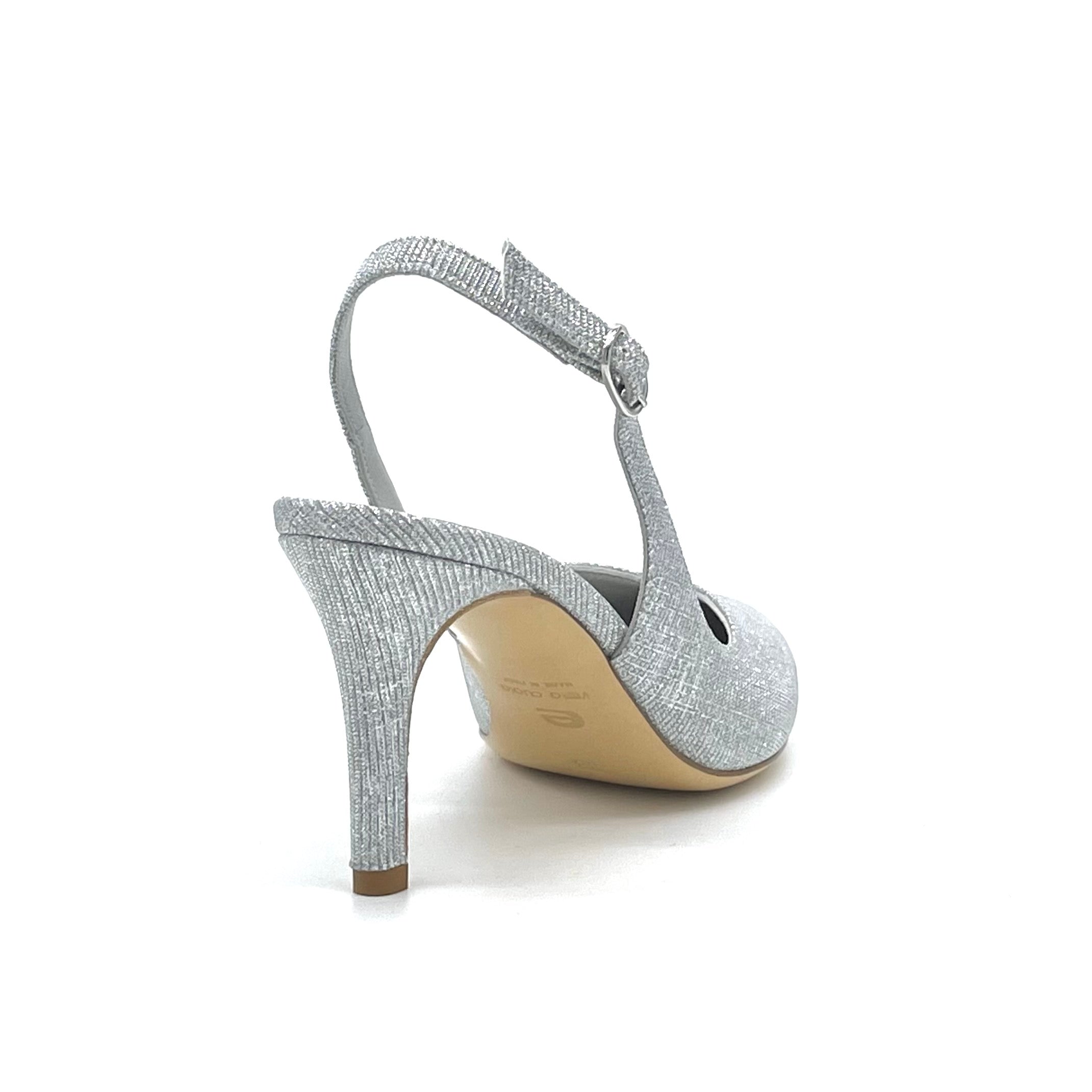 Elata 10150 slingbacks laminé argenté talon 7,5 cm