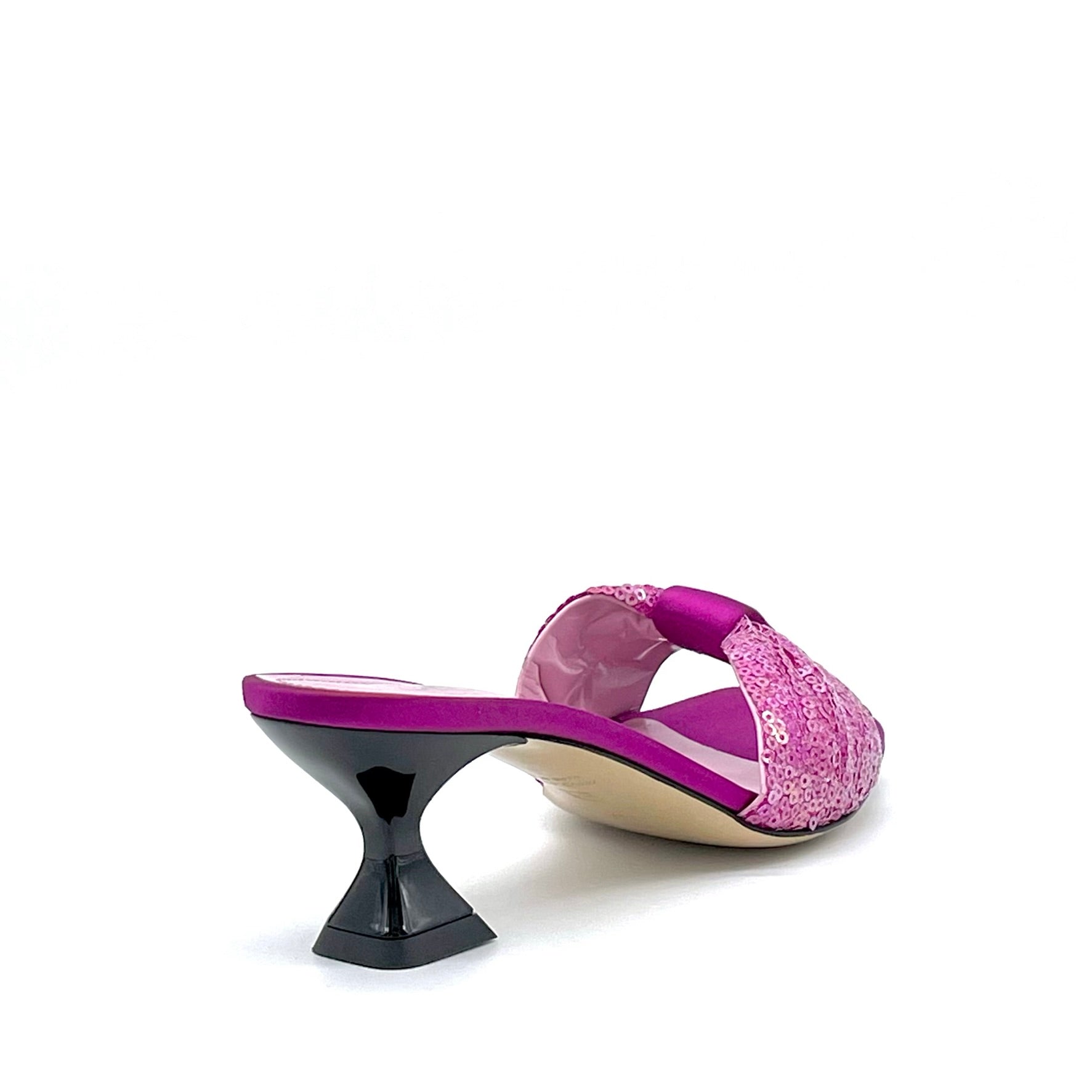 ELATA 14128 mules satin cyclamen paillettes talon 5,5 cm