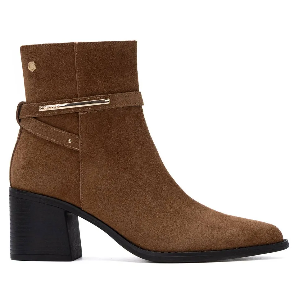 Carmela 16439803 bottine cuir velours camel talon