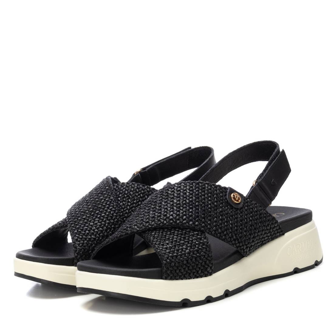 Carmela 16236301 sandale compensée noire raphia