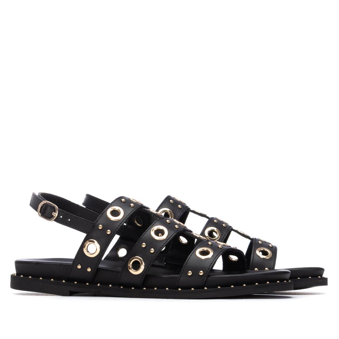 Carmela 16320803 sandales femme noir cuir plat