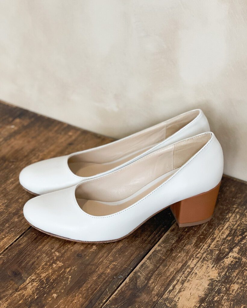 Dessine Moi Un Soulier Escarpin Cuir Lisse Blanc Cassé Marron 37,5